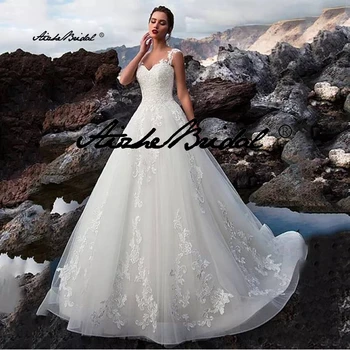 Elegant White Wedding Dress vestido de novia Lace Tulle Beach свадебные платья Custom Made Bridal Gowns