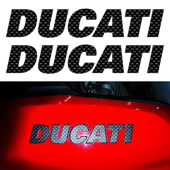 Виниловая наклейка Carbon для Ducati с логотипом, наклейка на мотоциклетный бак, шлем, белый, красный, черный