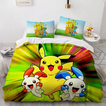 Горячий Милый Комплект постельного белья Pokemon Pikachu Для детей, Декоративное одеяло для спальни для мальчиков и девочек, Наволочка, домашний Текстиль, подарок