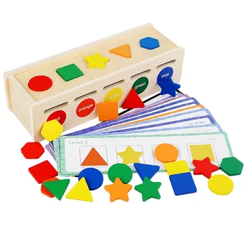 Игрушки Монтессори Деревянная коробка для сортировки цветных фигур Игрушка для сортировки цветных фигур Дошкольная развивающая игрушка для раннего обучения для подарков детям