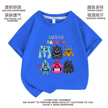Летняя хлопковая футболка для мальчиков и девочек Garten of Banban, детский сад с короткими рукавами, детский топ Monster Children