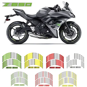 Новые высококачественные 12 шт., подходящие наклейки на колеса мотоцикла в полоску, светоотражающий обод для Kawasaki Z650