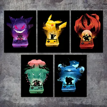 Новый Аниме-Плакат Pokémon Современное Мультяшное Искусство Детская Комната Холст Картина Спальня Подвесная Картина Детский Подарок На День Рождения