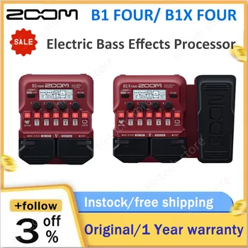 Процессор мультиэффектов для бас-гитары ZOOM B1 Four /B1X Four с педалью экспрессии, 5 эффектов, используемых одновременно