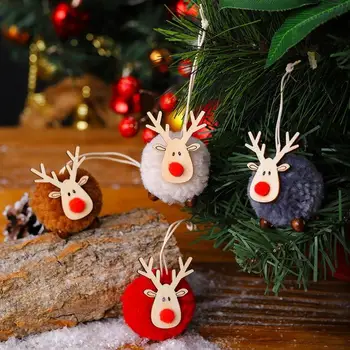 Рождественский кулон, Рождественское украшение, Красочная рождественская плюшевая кукла-Лось, подвесное украшение, деревянная мини-кукла-олень, Плюшевые игрушки, Новые